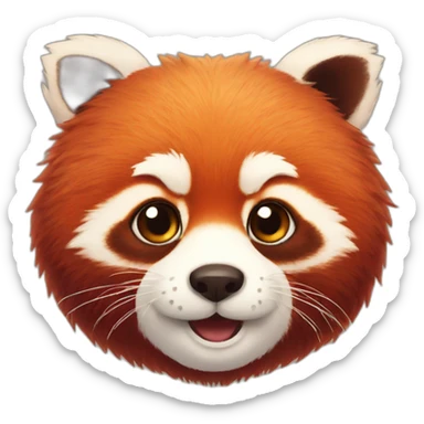 Fluffy red panda cute face sticker