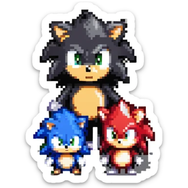 Baby Sonic the Hedgehog, baby Shadow the Hedgehog, and baby Silver the Hedgehog together sticker