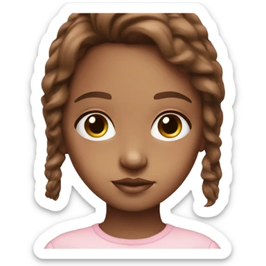 Brown doll eyes, brown hair, feminine, pink, girl, angelic sticker