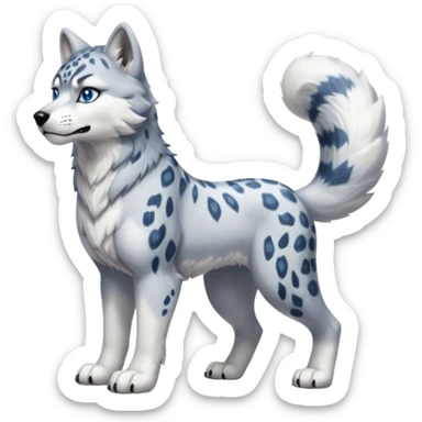 "Schnolf"-"TaniDaReal"-Husky-Snow-leopard-wolf-hybrid-fusion-animal-creature, full body sticker