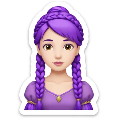 Princesses with Purple Hair with Long Purple Braid sticker
