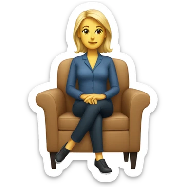 white woman sitting down on a chair sticker