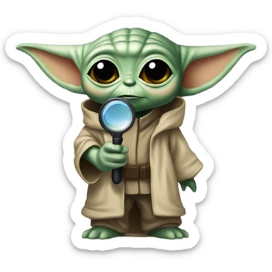 baby yoda with a detective magnifying glass sticker
