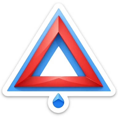 A red triangle on left, and a blue square on right. A center gray circular shape links the red triangle and blue square. The interlocking shapes form a design resembling the number 8 or an infinity symbol. sticker