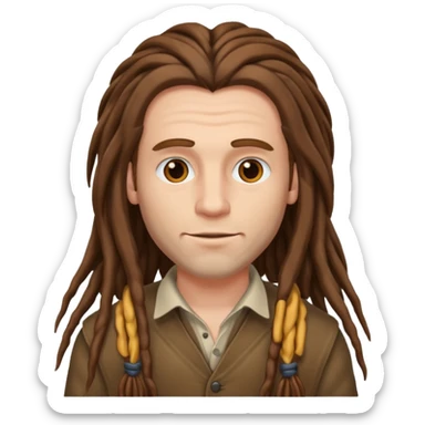 white Man with long brown dreadlocks sticker