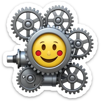 Industrial mechanical motor with a smiley face sticker