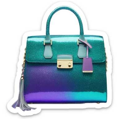Realistic iridescent purple teal blue  shift glitter Michael Kors satchel purse.  sticker