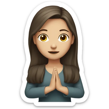 Brunette white girl pray sticker