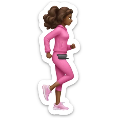 Brunette girl wearing pink walking on a treadmill aesthetic  sticker