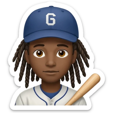 dreadlock baseball player black sticker