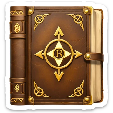 Spell Book – Old leather book with glowing runes and bookmarks sticker