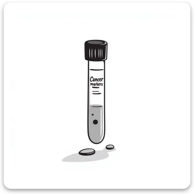 Blood test tube labeled for cancer markers, laboratory specimen for oncology testing sticker