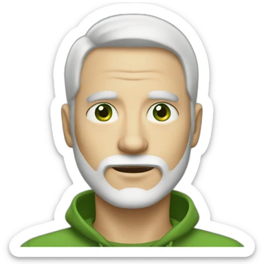 mature man with little hair, white beard and green eyes sticker