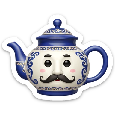 a teapot with mustache  sticker