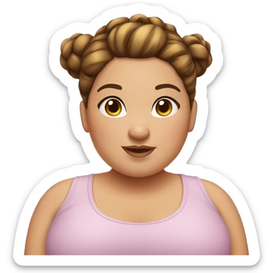 Chubby girl with highlighted brown hair in a high bun with freckles and hazel eyes  sticker