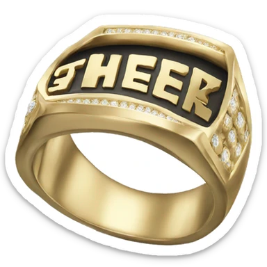 GOLDEN CHAMPION RING WITH THE WORD "STREAK" ENGRAVED ON THE T sticker