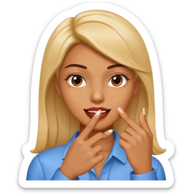 A normal human emoji with nails💅 this emoji but without the nail polish, a female with polished nails 💅, bite one of the index figure sticker