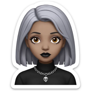 Light cool brown skin grey hair black lips goth girl sticker