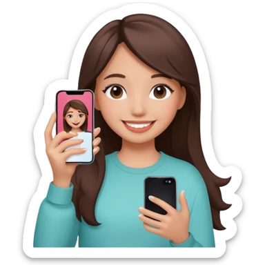 Girl thinking with tiktok sticker