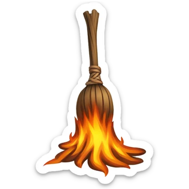 burning broomstick sticker