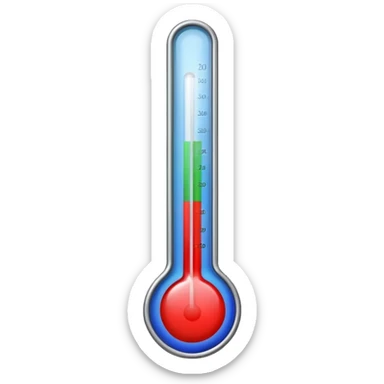 A straight thermometer has 5 colors on it, no round ball or circle at first  sticker