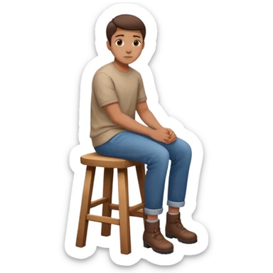 a person sitting on stool with full backward turned

 sticker