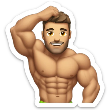 Shredded muscular manly man in swimsuit with 12 pack abs sticker
