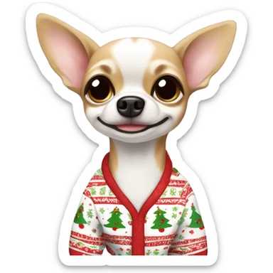 Chihuahua wearing Christmas pajamas ￼ sticker
