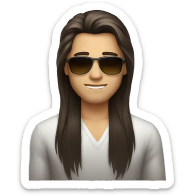 Darkbrown Long dutted hair, male, sunglasses sticker