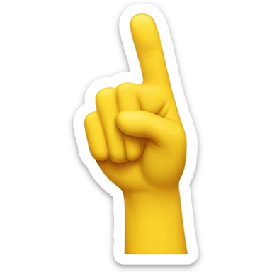 a yellow hand pointing towards the screen sticker