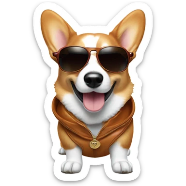 a corgi wearing jacques marie mage sunglasses sticker