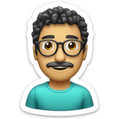 chico alto guapo pelo rizado moreno con gafas redondas y muy varonil sticker