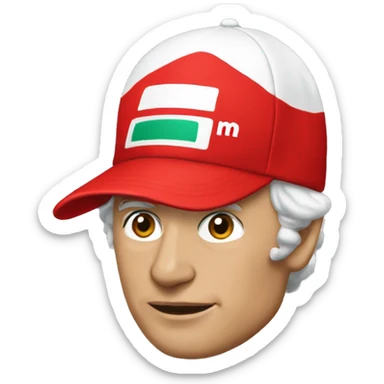 nikki lauda with a red cap sticker