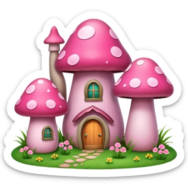 pink mushroom houses sticker