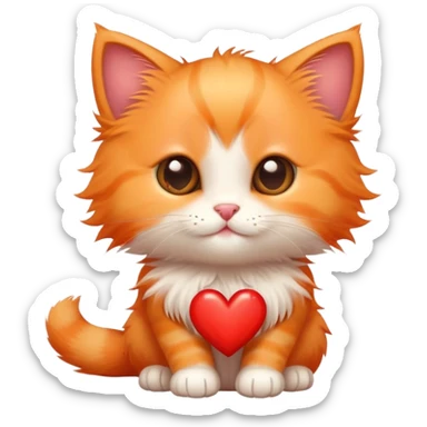cute little orange kitten with a heart sticker