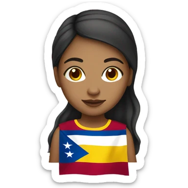 Light medium skin girl with Venezuela flag  sticker