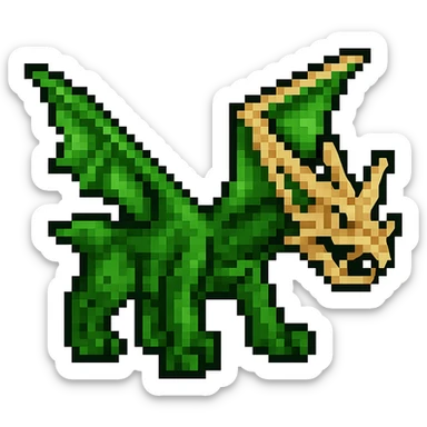 Extract only the green dragon from the image, remove the background and all other characters, and provide the dragon with a transparent background. Preserve the original style of the image. sticker