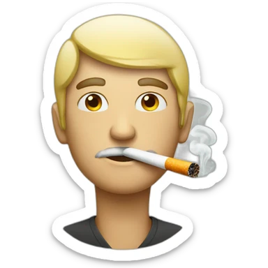 Men smoking cigarette with smoke sticker