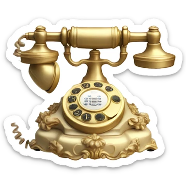 Vintage rococo Phone gold and beige  sticker