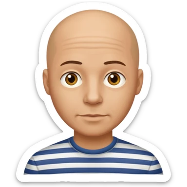 bald man with striped shirt sticker