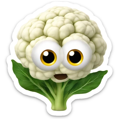 cauliflower looks into the mirror with big eyes sticker