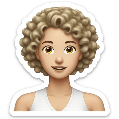 White girl with curly hair doing skincare sticker