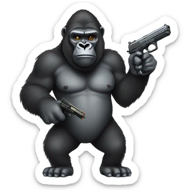 Gorilla with a gun sticker