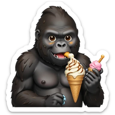 Gorilla eating ice cream sticker