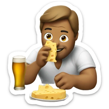 guys eating chees and drinking beer sticker