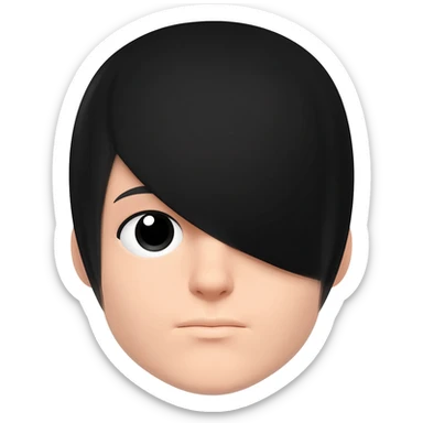 An actual emoji with black hair over one eye, NOT LOOKING REALISTIC OR HAVE ANYTHING BUT A HEAD sticker
