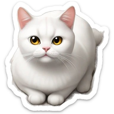 White plump British cat is chilling with newspaper  sticker