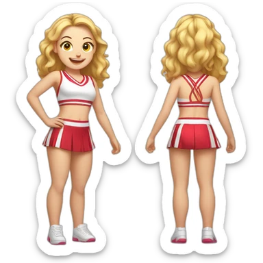 Full body Caucasian curvy cheerleader back and front views sticker