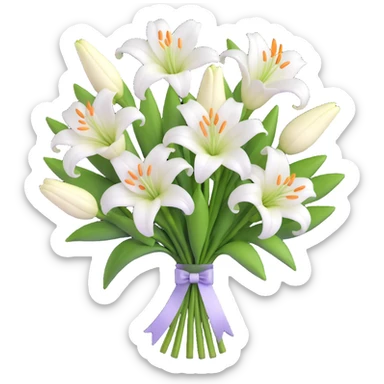 elegant bouquet of white lilies with ribbon sticker