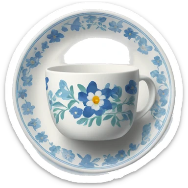 Blue floral plate and cup  sticker